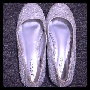 Sliver ,bedazzled and glitter flats